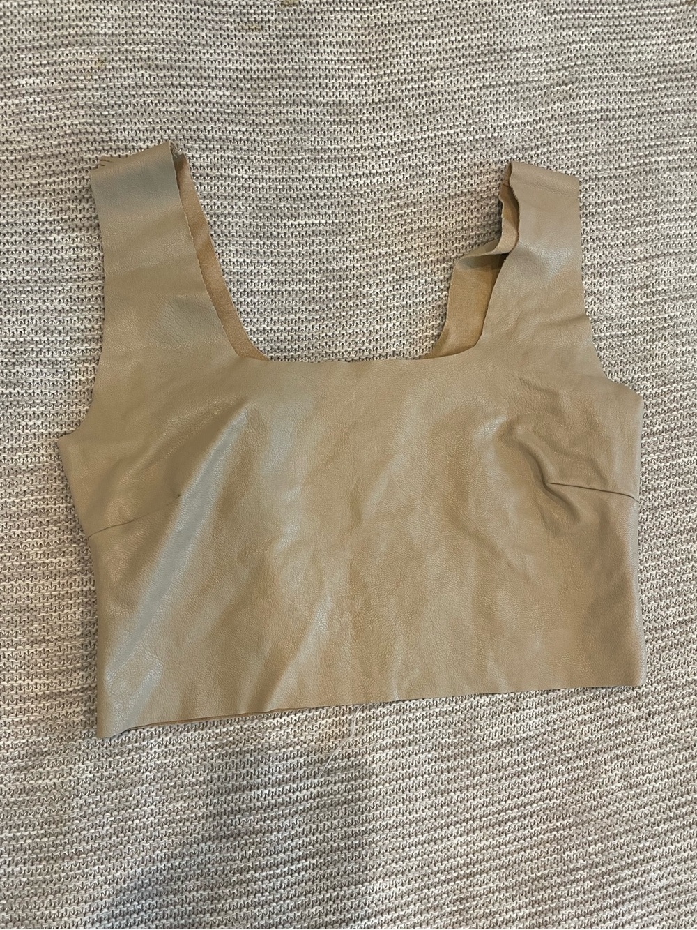 Commando Taupe Faux-Leather Square-Neck Crop Tank